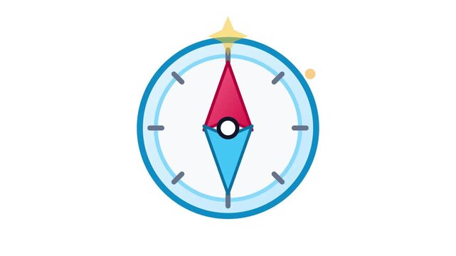 Animated compass icons rotating directional needles set minimalist vector graphic design motion