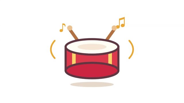 Animated red drums playing music rhythmic motion graphic isolated white background