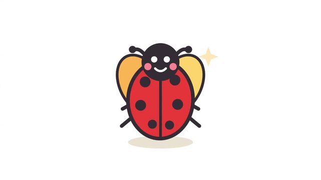 Cute cartoon ladybug icon repeating motion set minimalist flat vector character design