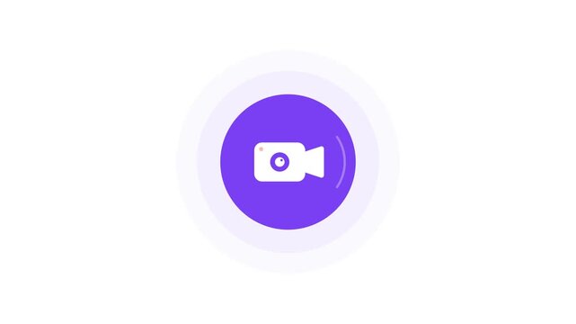 Ringing video call camera icon pulsing with emitting broadcast transmission waves
