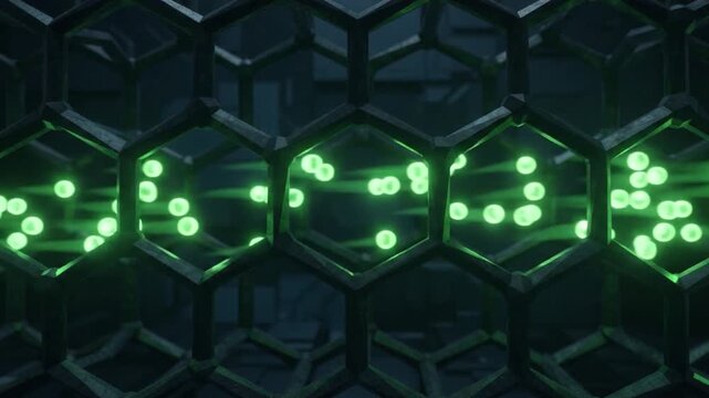 Lithium Ions M O V In G T H R O U G H Hexagonal Battery Structure Animation
