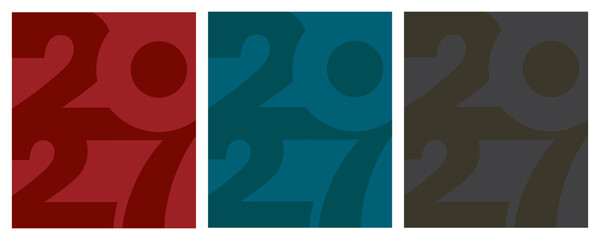 Three minimalist 2027 new year design templates with distinct colors for modern calendar. © SAYEMART