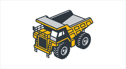 Isometric Yellow Mining Dump Truck Illustration. © Khoirur