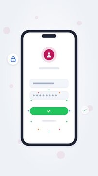 User Sign In App Interface Animation, Account Login Concept in Pink on White Background, Vertical 9:16