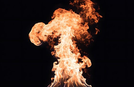 Bright orange flames rising upwards against a solid black background