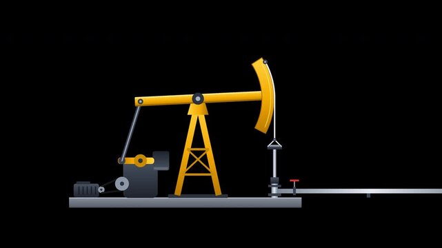 Industrial oil pump jack vector illustration on transparent background for petroleum extraction and fossil fuel energy production
