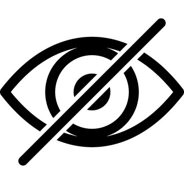 Black line icon of a human eye crossed out representing invisibility