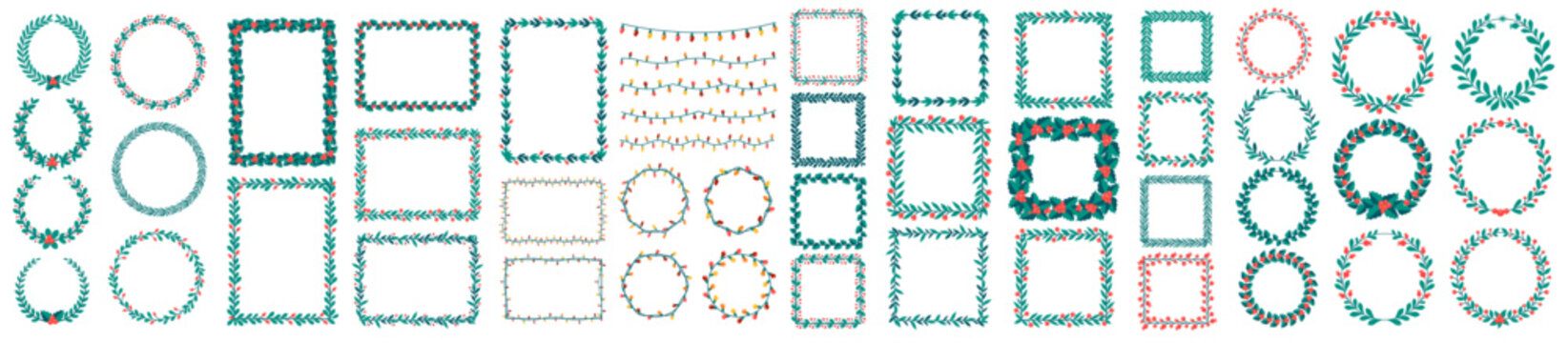 Decorative hand-drawn floral frames and borders collection