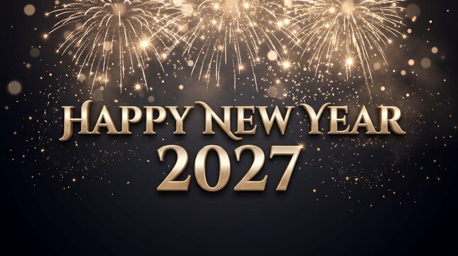 Happy new year 2027 celebration with fireworks display