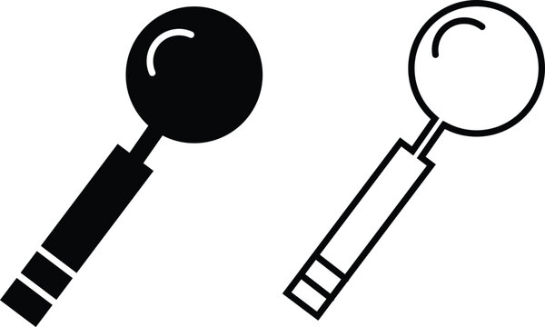 Magnifying glass vector icon set. Search lookup and research zoom lens symbol. Black solid and outline magnifier graphic 

