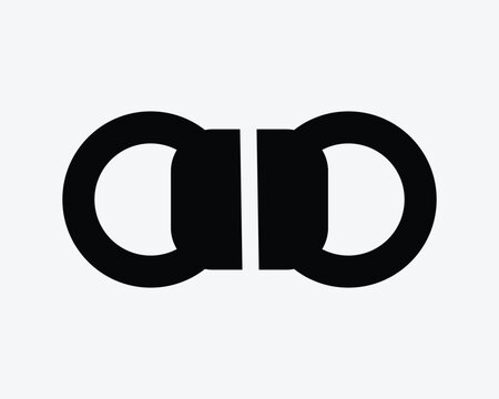 Broken chain link vector icon in black solid style with two separated links representing unlink disconnect and broken connection handcuff