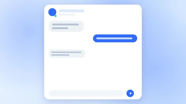 Mobile Chat Interface Animation Showing Sequential Message Bubbles And Typing Indicators On Clean Blue Background Static