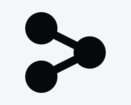 Share vector icon in black solid style with three connected nodes representing social sharing network and data connection
