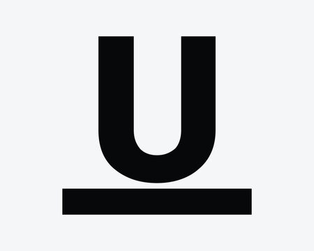Underline text vector icon in black bold style with letter U and line representing typography formatting and text editor
