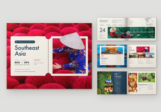 Travel Itinerary Brochure Template, Multi-Page Tourism Guide & Destination Booklet for Travel Agencies and Tour Operators