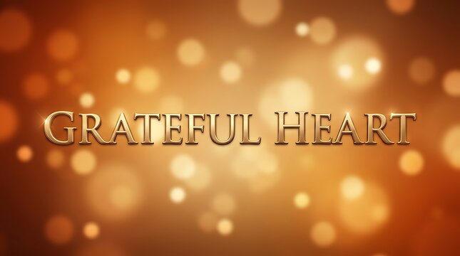 Grateful Heart Beautiful Warm Glowing Text Design With Soft Bokeh Light Background
