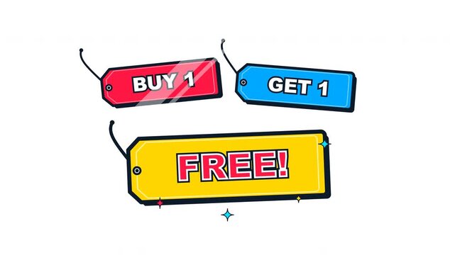 Buy one get one free promotion labels in comic book style