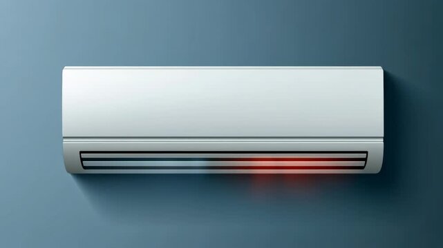 Wall-mounted air conditioner operates indoors during a daytime cooling session