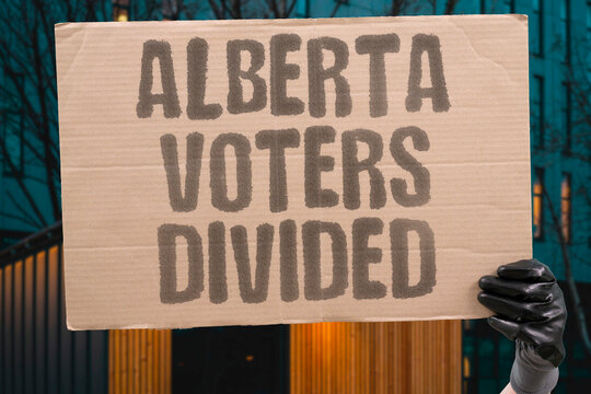"Alberta voters divided" Canadian province splits over leaving the federation. ALBERTA. VOTERS. REFERENDUM. CANADA. DIVIDED.