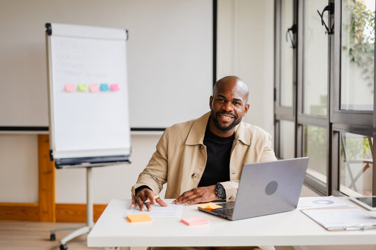 Calm businessman facing the camera