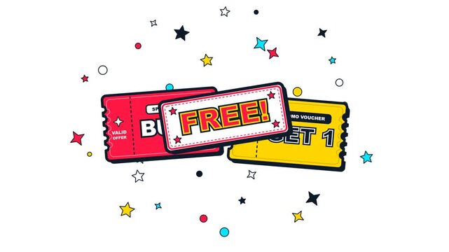 Buy one get one free marketing labels with confetti