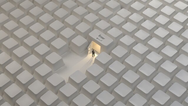 Business people use the Enter key on their computer keyboards.