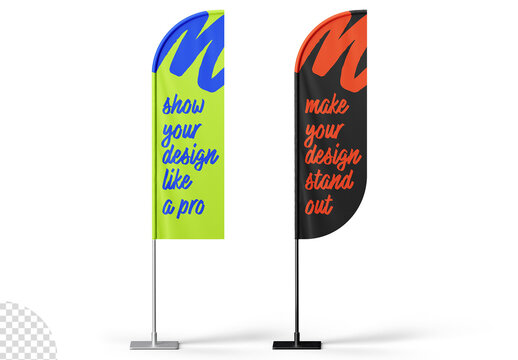 Advertising Feather Flag Banner Mockup Isolated
