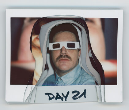 Man With a Moustache in Large Format Instant Pictures