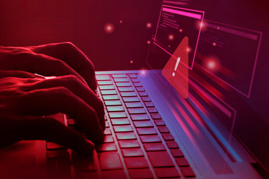 Malware attack virus alert , malicious software infection , cyber security awareness training to protect business information from threat attacks