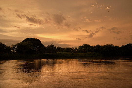 Magdalena River at Sunrise in Colombia