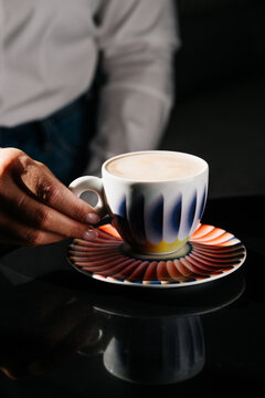 Woman enjoying a latte