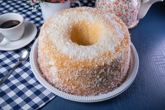 Brazilian Coconut Cake with Coffee Minimalist Still Life