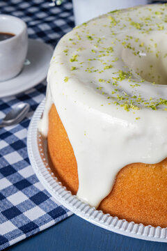 Brazilian bolo de limao - Lemon Cake with White Icing Still Life