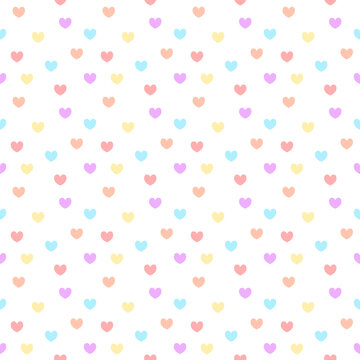 Seamless Pastel Colorful Tiny Heart Pattern Background. Cute Love Texture for Valentine's Day, Gift Wrapping Paper, Greeting Card, Packaging, Fabric, and Wallpaper. Vector Illustration