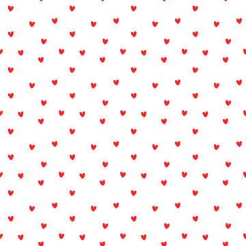 Seamless Red Tiny Heart Pattern Background. Cute Love Texture for Valentine's Day, Gift Wrapping Paper, Greeting Card, Packaging, Fabric, and Wallpaper. Vector Illustration