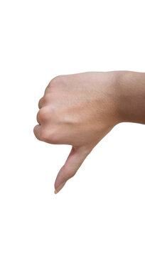 Hand Showing Thumbs Down Dislike Gesture on Transparent Background