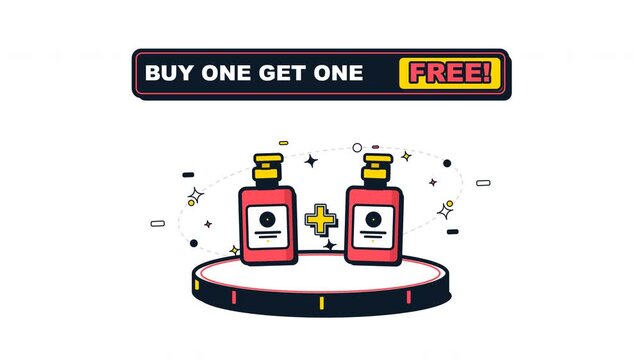 Buy one get one free marketing promotion with red product bottle