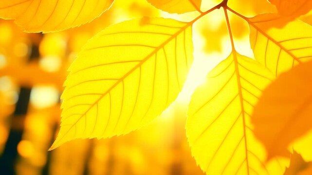 Extreme low-angle macro shot of translucent golden autumn leaves illuminated from behind, intricate branching veins clearly visible through the thin leaf surfaces
