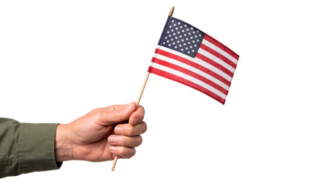 Veteran Hand Holding American Flag, No Background, Transparent PNG