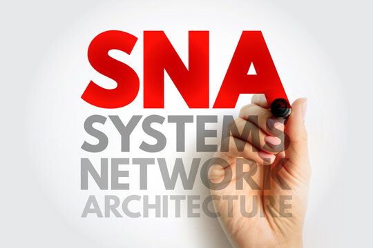 SNA Systems Network Architecture handwritten on virtual surface. IT infrastructure and data communication concept highlighting digital system integration and connectivity