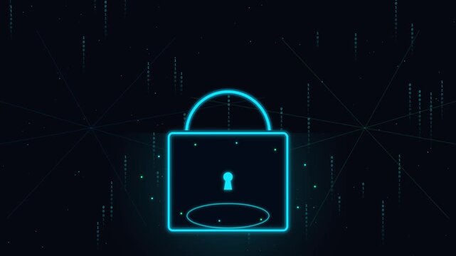 Modern digital lockpad symbol with binary code background design