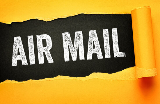 Air Mail text shown in torn background design. Bold typography communication concept for postal services, courier systems, logistics promotions, and transport announcements