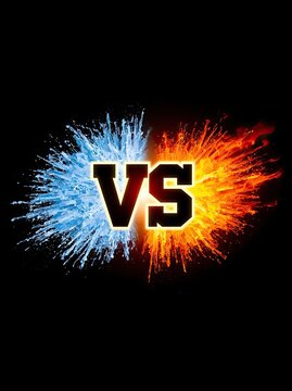 Fiery orange and icy blue vs confrontation graphic
