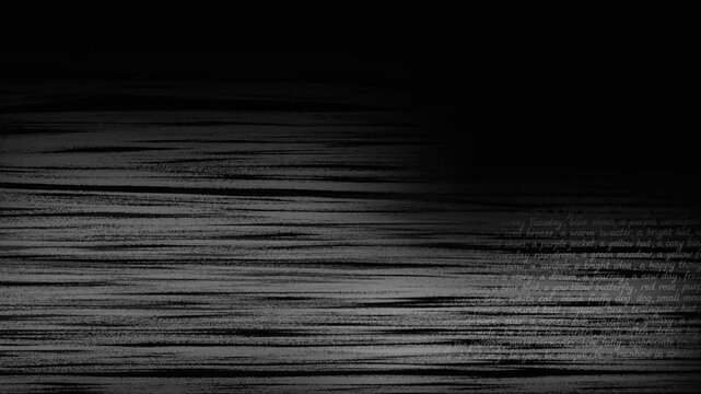 An abstract monochrome background with chalk shading and blocks of handwritten text in neat, small handwriting; a looping background for the base.