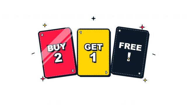 Buy two get one free promotional cards on white background