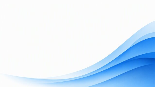 Abstract background with curved blue wave shapes on white empty space