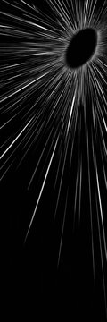 Abstract black and white radial lines emanating from central dark circle