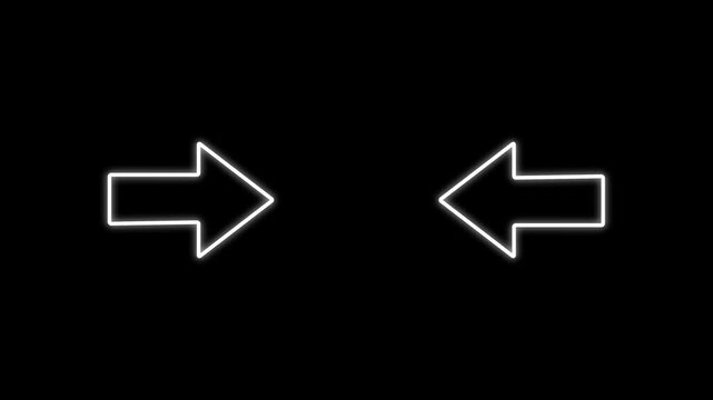 Two glowing white arrows pointing in opposite directions. Perfect for illustrating choices, decisions, directional concepts