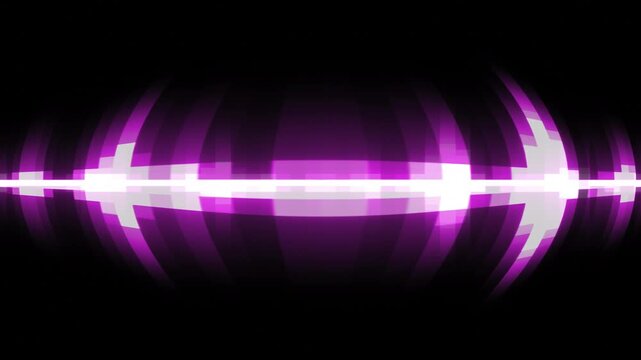 Purple Pixel Equalizer Pulsing With Brilliant Rays in Darkness