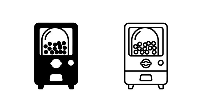 Collection of candy vending machine graphics in solid and linear styles